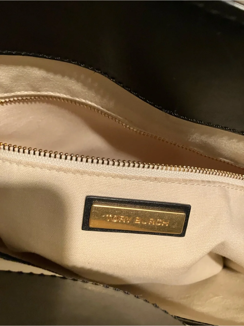 Tory Burch Black Leather Logo Bucket Shoulder Bag